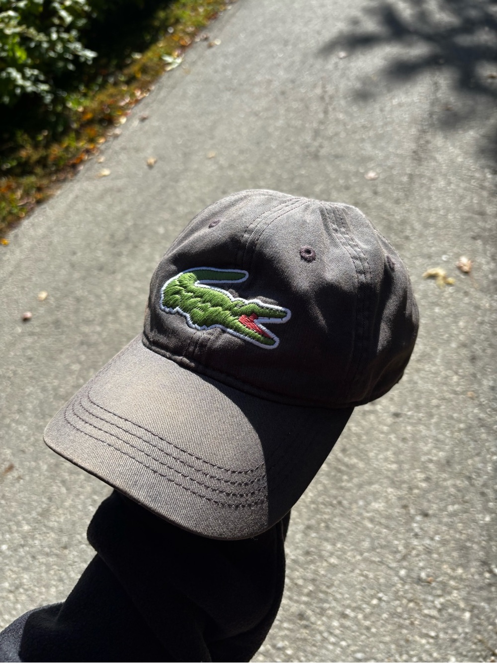 Lacoste Baseball Cap in Faded Black with Green Crocodile Logo